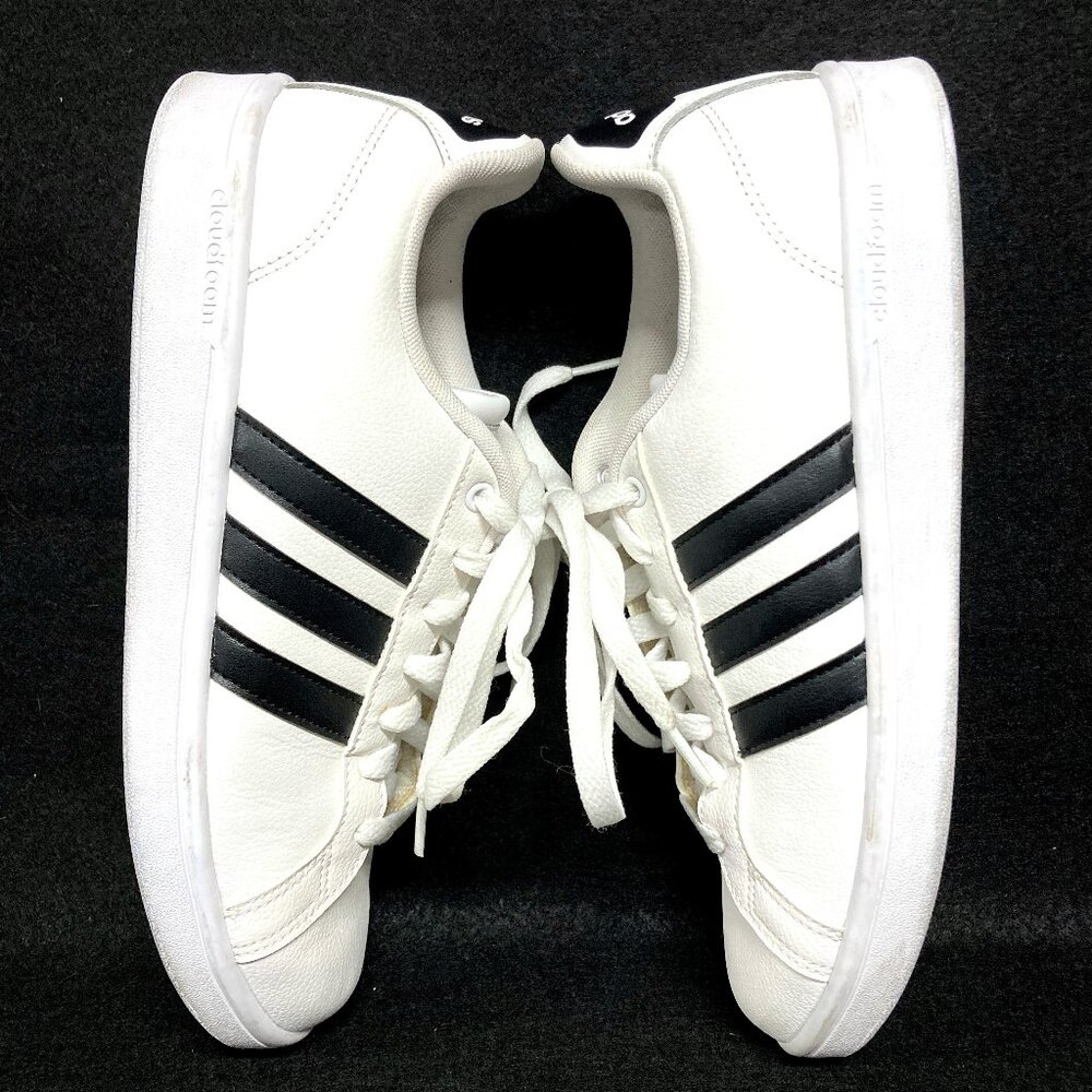 Womens Adidas Shoes Size 10 White Black Cloudfoam Court Sneakers